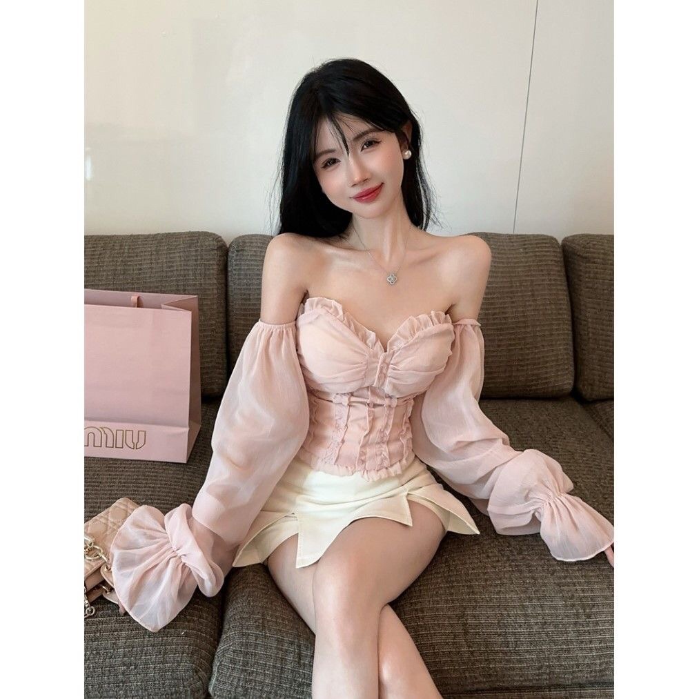 Pipe Bending Spring - Long Sleeve Slim Fit Chiffon Shoulder