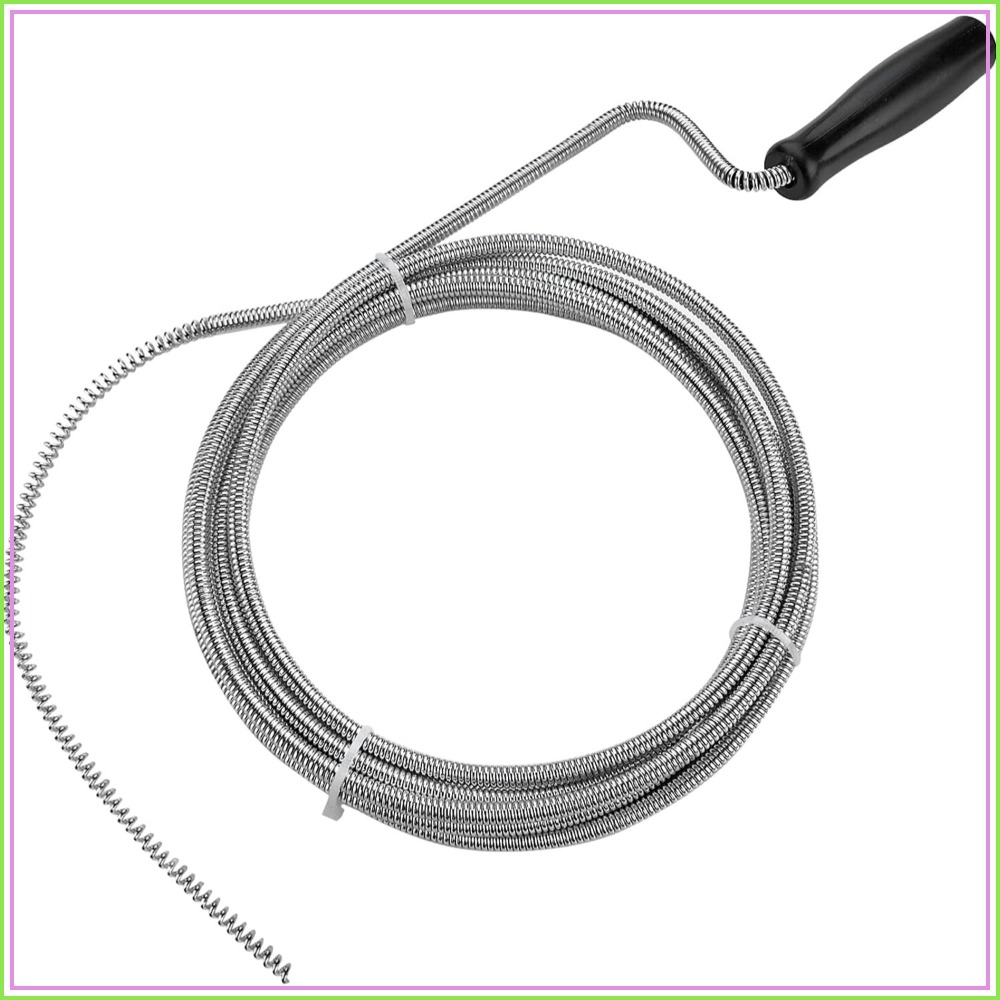Drain Snake Flexible - 10 ft Metal Plumbers Snake for