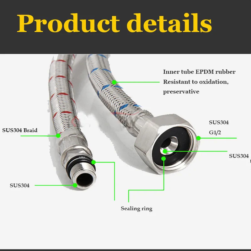 2 Pack 60cm Stainless Steel Ho - Flexible Hose Braided บทวิจารณ์และราคา