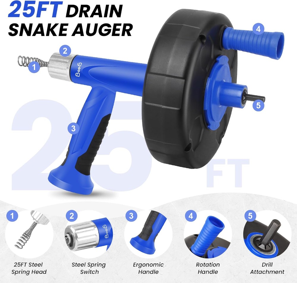 25FT Drain Snake with Drill Ad - Drain Snake Flexible บทวิจารณ์และราคา